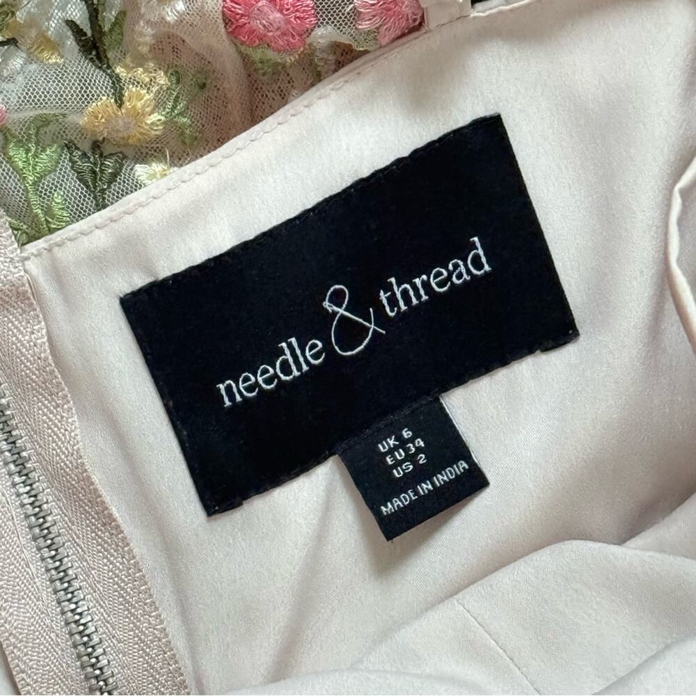 Needle & Thread Lattice Rose Embroidered Frill Sleeveless Mini Dress Women’s 2 - Picture 13 of 15